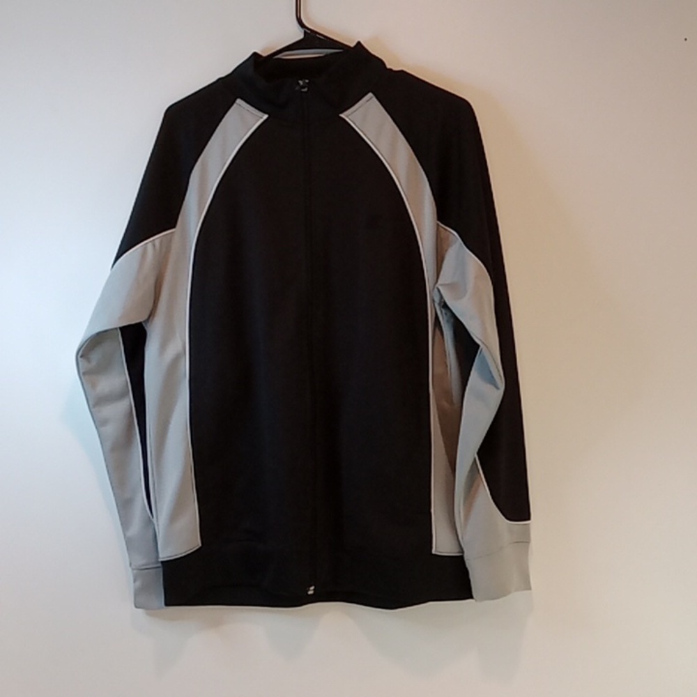 Starter Full Zip Track Jacket Windbreaker Black/Silver Mens Sz Medium EUC NICE!